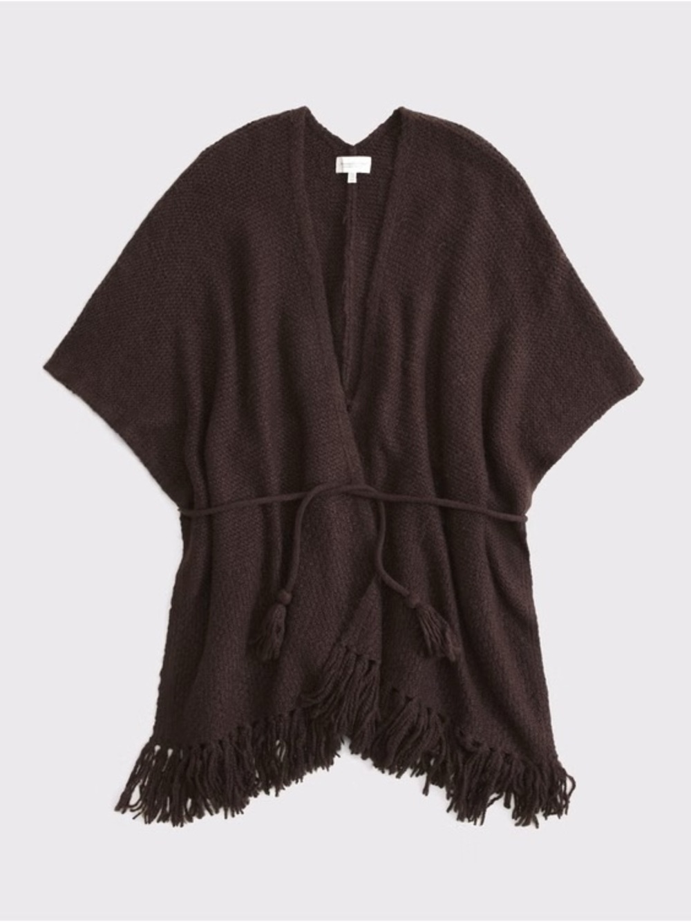 Abercrombie & Fitch Brown Fringed Wrap Poncho
